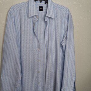 HUGO BOSS Striped Button-Up Dress Shirt Size L